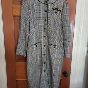 Chic Plaid Coat with Black Buttons